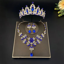 Female Bride Crown Necklace Earrings 3-Piece Set Wedding Accessories