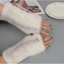 2025 New Brand Style Top Quality Women's 100% Winter Warm Real Mink Fur Knitted Half Finger Gloves Girls Typing Mittens