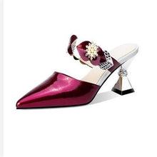 Pointed Designer Slides Fashion Rhinestones Non-Slip Women Slippers Elegant High Heel Outdoor Pearl Party Shoes