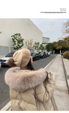 Women's Large Fur Collar Hooded Warm Thick Padded Parka Jacket