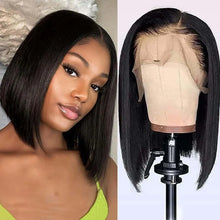 Short Bob Bone Straight 13X4 Lace Frontal Wigs 200 Density Brazilian Remy Preplucked Bob Lace Front Wig Human Hair For Women