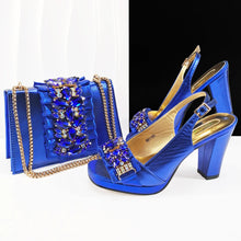 doershow new come Matching Women Shoe and Bag Set Decorated GOLD Nigerian Shoes and Bag Set Italy Shoes and Bag set HFG1-1
