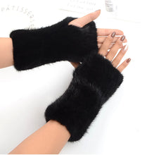 2025 New Brand Style Top Quality Women's 100% Winter Warm Real Mink Fur Knitted Half Finger Gloves Girls Typing Mittens