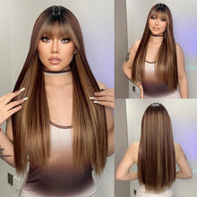 Long Black Green Mix Cospaly Wig Synthetic Hair High Quality Wig for Women Party Daily Use Heat Resistant Straight Natural Wigs