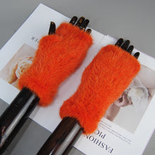 2025 New Brand Style Top Quality Women's 100% Winter Warm Real Mink Fur Knitted Half Finger Gloves Girls Typing Mittens