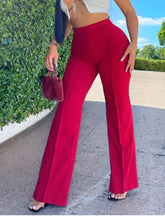 Female Casual Solid Pants Fashion High Waist Flare Pants Lady Office Elegant Long Pants For Women Spring Summer Womens Clothing