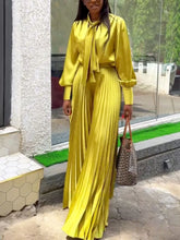 Two Piece Sets Women Outfits V Neck Lace Up Long Lantern Sleeve Tops Wide Leg Pleated Trousers Streetwear Party Causal Pant Sets