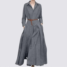 Elegant Shirt Dress for Women Fashion Lapel Temperament Long Dress Spring Autumn New Casual Office Ladies Maxi Dress Modest Robe