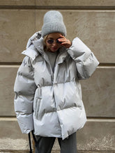 Women's Winter Cotton Loose Puffer Padded Solid Parkas Coat Female