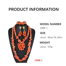 Latest Coral Jewelry Sets Nigerian Dubai Orange Necklace Sets of Beads African Bridal Jewelry Sets