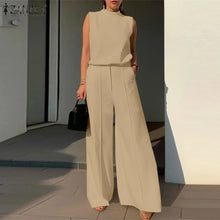 Elegant Chic Women's 2 Pieces Sets ZANZEA Woman 2025 Tracksuits Fashion 2pcs Outfits Suits Tank Tops and Wide Leg Pants Sets
