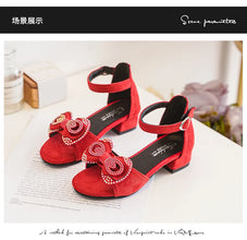 Girls' Sandals Summer New High Heel Soft-soled Princess Shoes Fashion Bow Roman Sandals Open Toe Children's Shoes J279