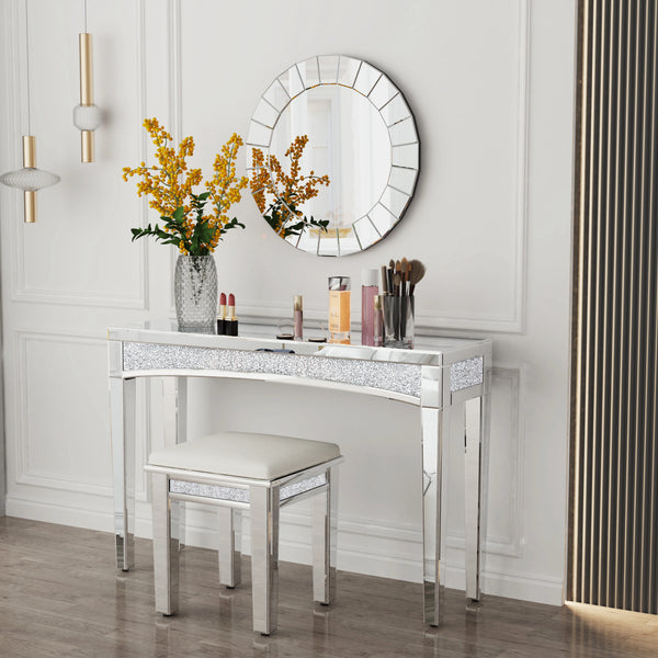 47.2" Mirrored Desk Silver Console Table for Living Room, Entryway And Foyers