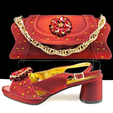 QSGFC Open Toe Women Heels for 2024 Elegant Party Olive Color Diamond Pumps Italian Shoes and Bags Matching Set