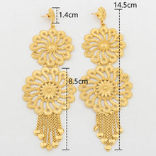 18K Gold Plated Luxury Drop Earring For Wedding African Party Banquet Jewelry Gift Dubai Big Copper Tassel Earrings Daily Wear