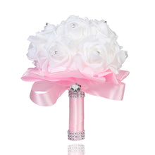 Cheapest PE Rose Bridesmaid Wedding Foam flowers Rose Bridal bouquet Ribbon Fake Wedding bouquet