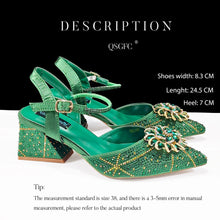 QSGFC High-end Women's Shoes with Diamond Oval Stand Bag Popular in Nigeria Women's High Heels for Special Day