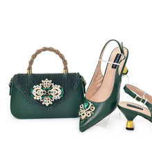 Fashion African Matching Shoes and Bags for Party Nigerian Women Nigerian Italian Shoes and Bags Set Decorated with Rhinestone