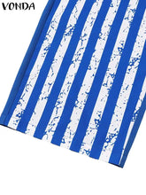 Plus Size 5XL VONDA Women Matching Sets 2024 Fashion Long Sleeve Suits Polka Dot Striped Shirts And Elastic Waist Pant Sets