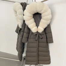 Real Fox Fur Collar Puffer Jacket Duck Down Thuck Coat For Women