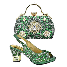 Italian Shoes and Bags Matching Set with Rhinestone Plus Size Shoes Luxury Italian Shoe and Bag Set 2025 Wedding Shoes Bride