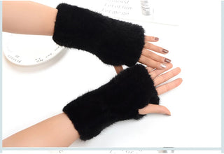 2025 New Brand Style Top Quality Women's 100% Winter Warm Real Mink Fur Knitted Half Finger Gloves Girls Typing Mittens
