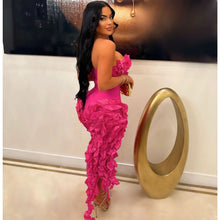 Women Strapless Ruffles Tassel Splicing Irregular Birthday Bodycon Midi Maxi Dress 2025 Even Sexy Party Dresses Vestidos