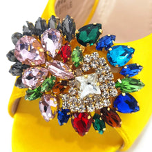 2022 Yellow Color Luxury Rhinestone Heel Fashion Party Women's High Heels Elegant Evening Sandals Wedding Bags and Shoes with