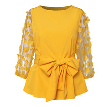 Plus Size 5XL VONDA Women Mesh Blouses 2024 Summer Bohemian Patchwork Tops Belted Blusas Casual Flowers Loose Shirt Oversize