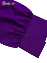 Mlaiscsr Purple Fashion Belt V-Neck Long Sleeve A-Line Pleated Dress Women Elegant Slim Evening Party Club Vestidos African Robe