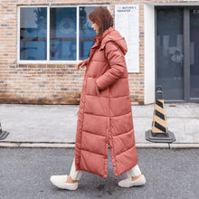 Women's Super Long Parkas Hooded Thick Long Sleeve Puffer Jacket
