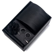 Top Grade Fashion 8 cm Wide Tie Sets Blue Stripe Men's Gravata Handkerchief Cufflink Box Fit Group Workplace Wedding Tie