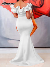 Mlaiscsr African Off the Shoulder Ruffles Black Mermaid Dress for Woman Elegant Luxury Birthday Evening Wedding Dinner Vestidos