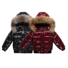 Kids Winter Down Jacket For Real Fur Waterproof Shiny Thick Warm Jackets