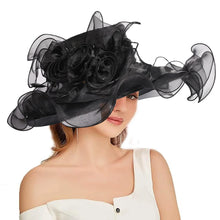 Women's Fascinators Organza Sun Hats Wide Brim Wedding Bride Tea Party Church Fedoras Hat