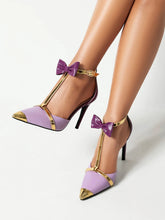 New Design Luxury Glod Purple Stilettos Pointed Toe T-strap High Heels Women Sandals Summer Party Dress Prom Shoes Pumps 2024