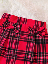 Children's Spring and Autumn New Girl Fashion Cute Three Piece Set Knitted Red Tank Top+Lace Collar Lining+Checkered Half Skirt