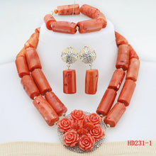 Double Layeres Original Coral Nigerian Wedding Beads Jewelry Set Women Coral Costume Necklace Set