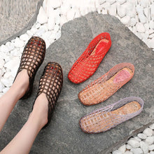 Summer Mesh Hole Flat Sandals For Women Jelly Shoes Elegant Fisherman Loafers Walking Comfy