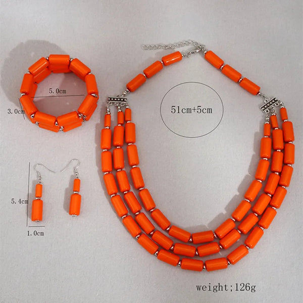 Fashion Jewelry sets Colorful Acrylic Wave Shaped Multilayer Necklace Earrings Bracelet Set For Women Bijoux Vintage Accessoires