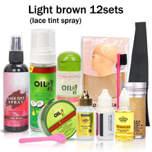 Wig Installation Kit Set With Everything 12Pcs Hair Mousse Lace Tint Spray Lace Wig Glue Hair Wax Stick Edge Control Wig Band
