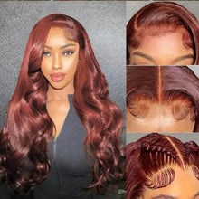 HD 13x4 Reddish Brown Lace Front Wig Colored Glueless Human Hair Wigs Brazilian Body Wave Red Brown Lace Frontal Human Hair Wigs