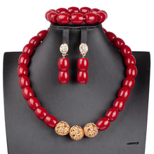 32 inches Long Orange Beads African Jewelry Set Women Bridal Party Costume Necklace Jewelry Set