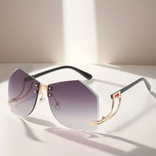 New Fashionable Frameless Sunglasses for Women's Personality Trend Hollow out Mirror Legs Irregular Ocean Lens Glasses UV400