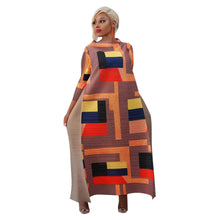 2023 Fashion African 3/4 Sleeve Polyester Plus Size O-Neck Pleated Long Dress Dashiki African Clothes African Dresses for Women
