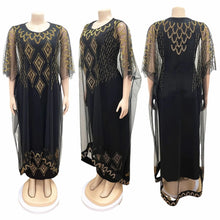 Fake Two-Piece African Dresses for Women 2025 Traditional Nigeria Mesh Hot Drill Caftan Dress Abaya Musulman Robe Femme Clothes