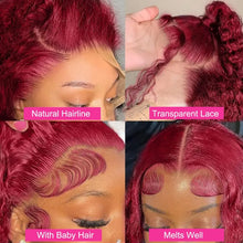 Curly wigs Transparent Lace Front Wig 99J Burgundy 13x4 13x6 Brazilian Deep Wave Frontal Human Hair Wig for Women Pre Plucked