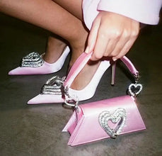 Fashion Heart Rhinestone Women Handbags Luxury Satin Evening Bags for Women Diamonds Designer Shoulder Bag Silk Wedding Clutch