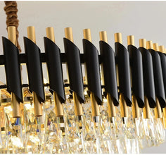 Creative Luxury Crystal Chandelier Rectangular Restaurant Pendant Lights Modern LED Living Room Lamp Lustre Home Elegant Fixture