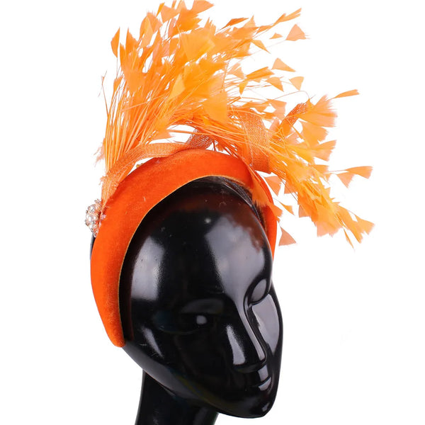 Fashion Wedding Bride Headband Headwear Fancy Feather Hair Band Millinery Hair Accessories With Peals Decor Hair Accessories